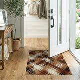 Brown Plaid Crosshatch Area Rug