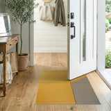 Gold Grey Geometric Block Woven Rug