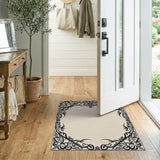 Ornate Purple Floral Border Area Rug