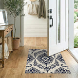 Floral Vintage Elegant Black Damask Floral Area Rug