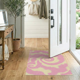 Pink Yellow Swirl Tie-Dye Area Rug