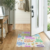Vibrant Positive Affirmations Doodle Area Rug