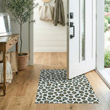 Orange Daisy Green Leaf Floral Area Rug