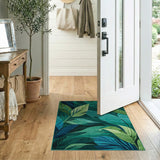 Teal Green Abstract Leaf Area Rug