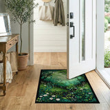 Lush Forest Daisy Path Green Area Rug