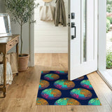 Global Faces Blue Teal Globe Area Rug