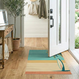 ODIKA Vintage Surf Beach Scene Washable Rug - Retro Coastal Low Pile Area Rug