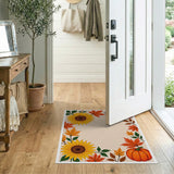 Autumn Sunflower Pumpkin Harvest Border Rug