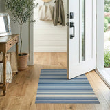 Coastal Blue Striped Area Rug