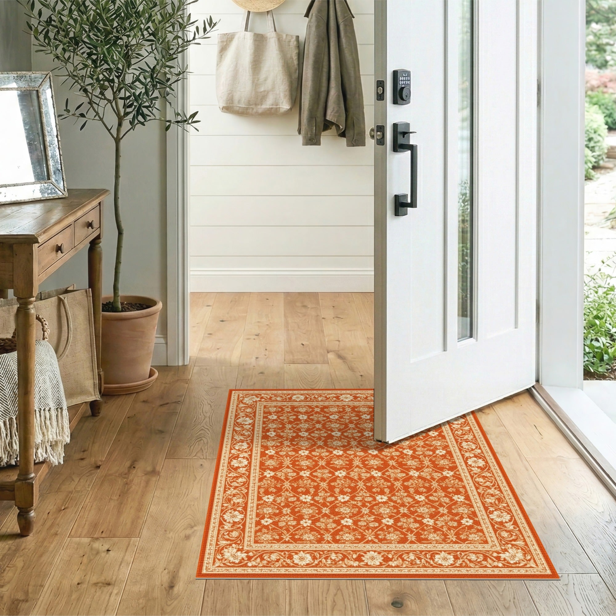 Orange Floral Vintage Orange Floral Vintage Area Rug