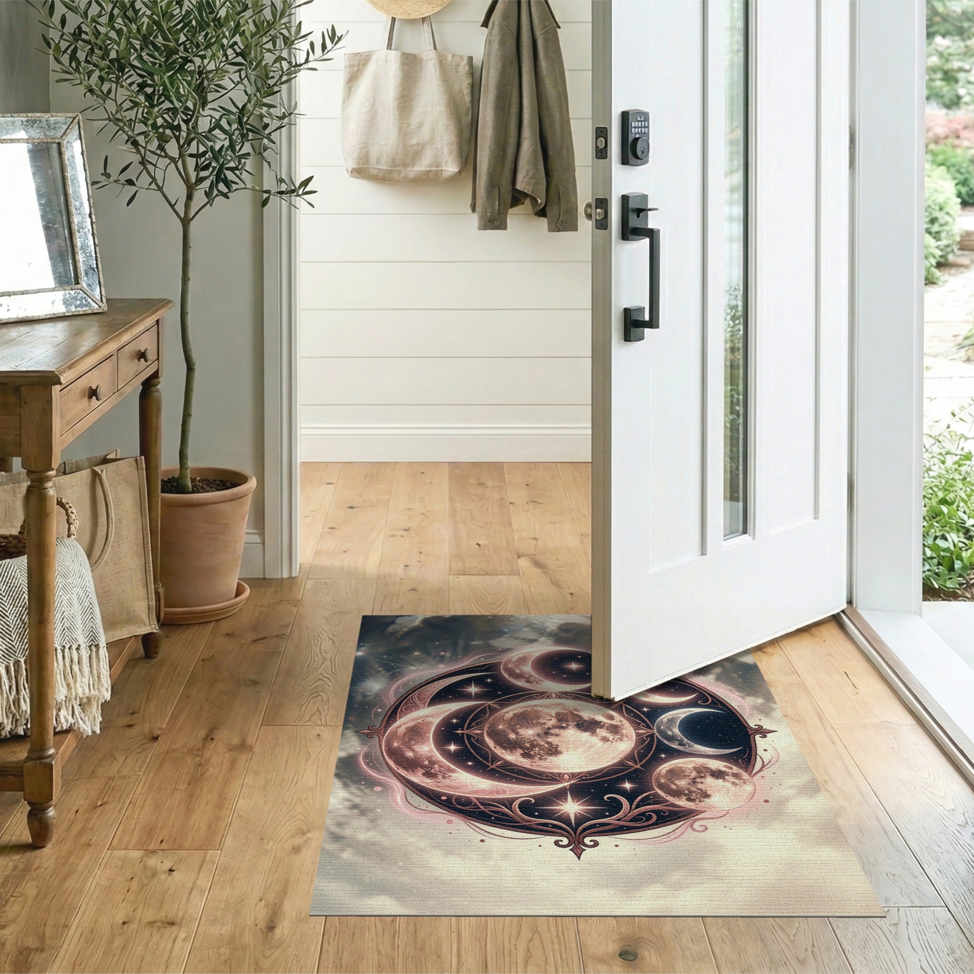 Mystic Moon Phases Mandala Area Rug