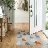 Playful Orange Grey Bunny Silhouette Area Rug
