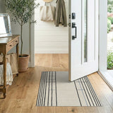 Modern Black Grid Line Geometric Area Rug