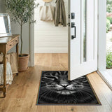 Abstract Cat Portrait Black White Area Rug