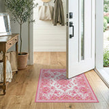 Pink Elegant Pink Peony Floral Area Rug