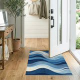 Blue and Teal Abstract Area Blue Abstract Wave Area Rug