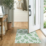 Vibrant Green Leaves Pattern Area Rug