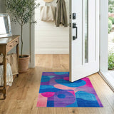 Vibrant Blue Pink Geometric Abstract Area Rug
