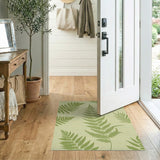 Lush Green Fern Leaf Floral Vintage Area Rug