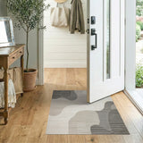 Geometric Modern Abstract Wavy Grey Area Rug