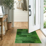 Green Geometric Patchwork Shag Area Rug