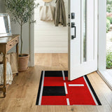 Modern Red Black Geometric Area Rug