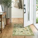 Green Leaf Vine Beige Area Rug