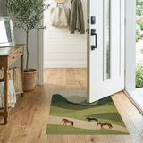 Tranquil Horses Green Mountains Area Rug