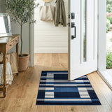 Geometric Modern Navy Blue Geometric Abstract Area Rug