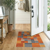 Bold Orange Grey Geometric Area Rug