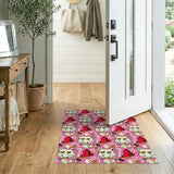 Playful Pink Maneki-Neko Lucky Cat Rug