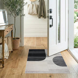 Black and White Abstract Black White Geometric Area Rug