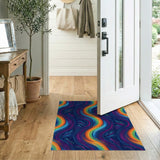 Vivid Rainbow Aurora Wave Area Rug