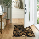Distressed Brown Shamrock Clover Area Rug