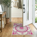 Floral Vintage Pink Pink Floral Mandala Area Rug