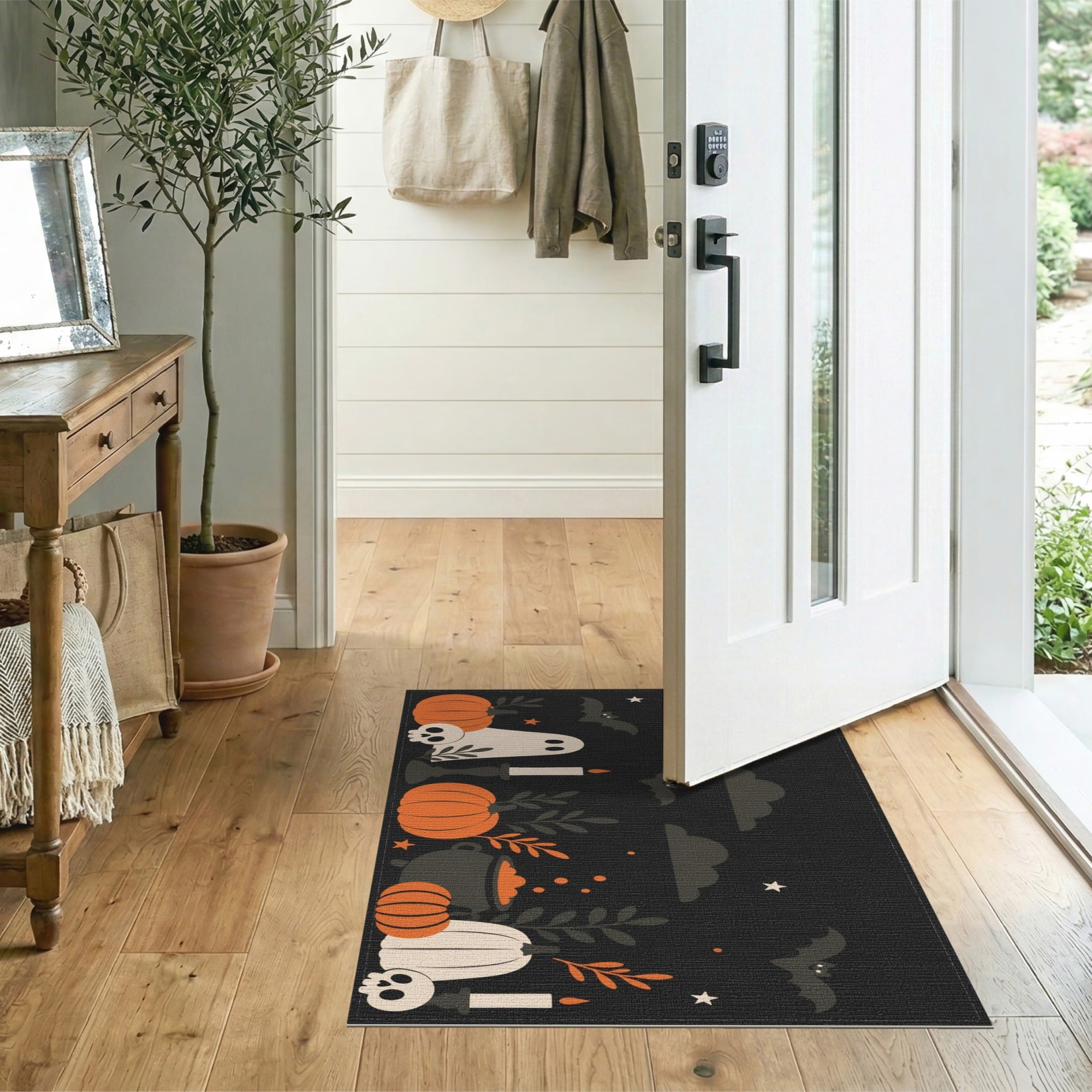 Spooky Halloween Ghost Pumpkin Area Rug