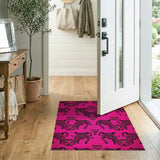 Pink Playful Pink Cartoon Tiger Area Rug
