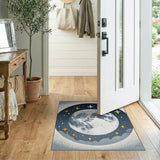 Celestial Full Moon and Stars Night Sky Rug