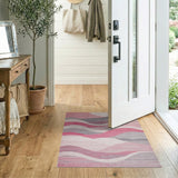 Abstract Area Wavy Pink Grey Abstract Area Rug