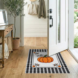 Hello Pumpkin Black Check Gingham Area Rug