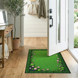 Lush Green Moss Pink Lily Pad Area Rug