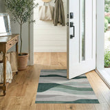 Abstract Green Wave Landscape Area Rug