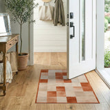 Orange Geometric Checkered Area Rug