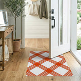 Bold Red and White Plaid Geometric Area Rug