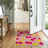 Whimsical Cherry Pink Fruit Pattern Rug