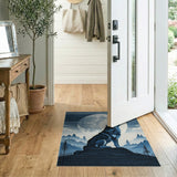 Howling Wolf Moonlit Mountains Area Rug