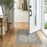 ODIKA Vintage Floral Washable Area Rug - Low Pile Non-Slip Traditional Carpet