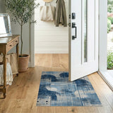 Distressed Navy Blue Abstract Area Rug