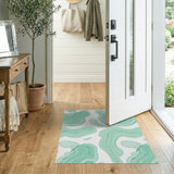Abstract Fluid Green Area Rug