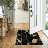 Black Gold Foil Wave Geometric Area Rug